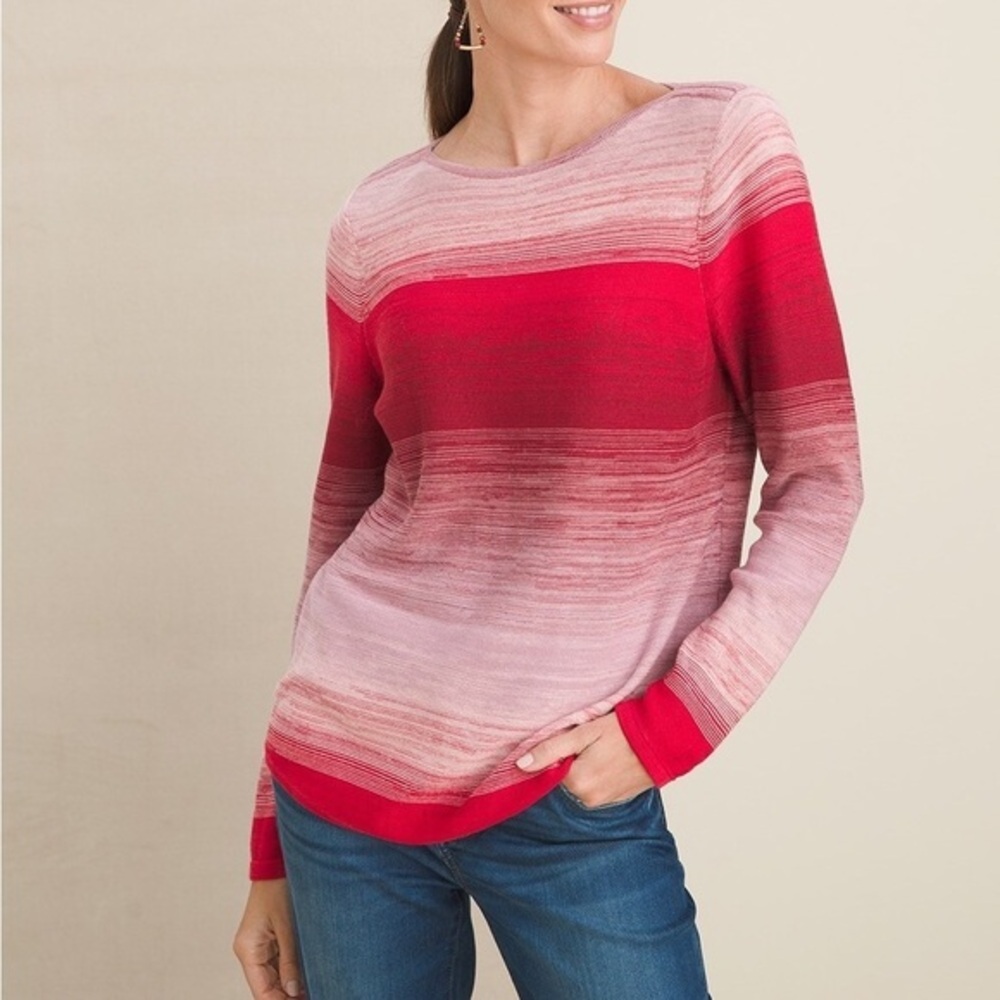 Chico’s Ombré Bateau Pullover Sweater NEW!
